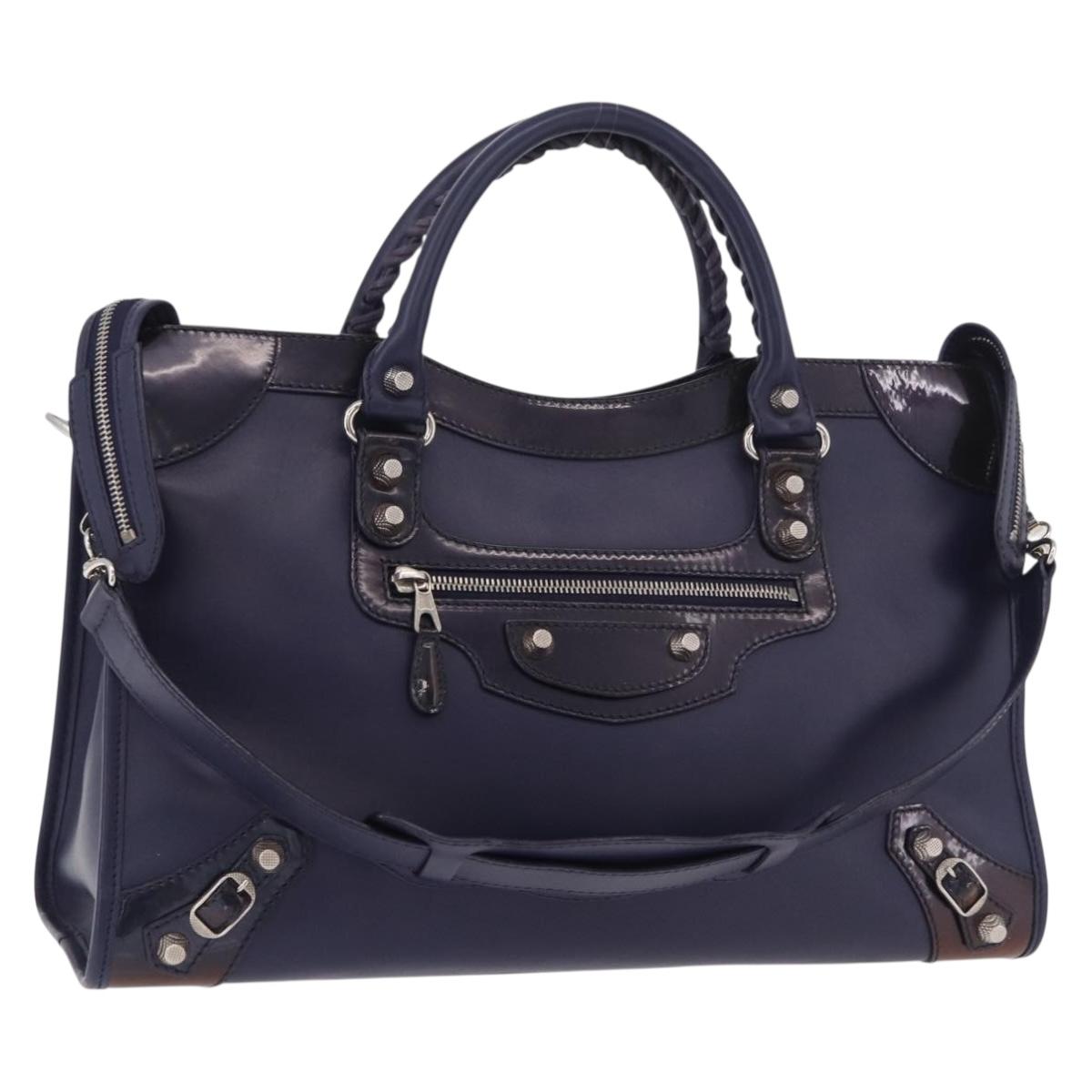BALENCIAGA The Giant City Bag Leather Outlet 2way Navy 281770 Auth ep14879SAM