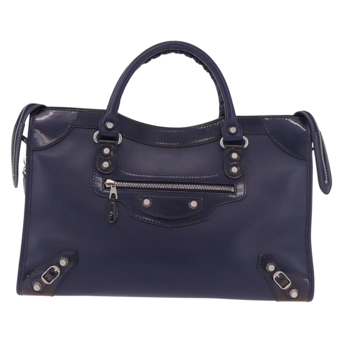 BALENCIAGA The Giant City Bag Leather Outlet 2way Navy 281770 Auth ep14879SAM