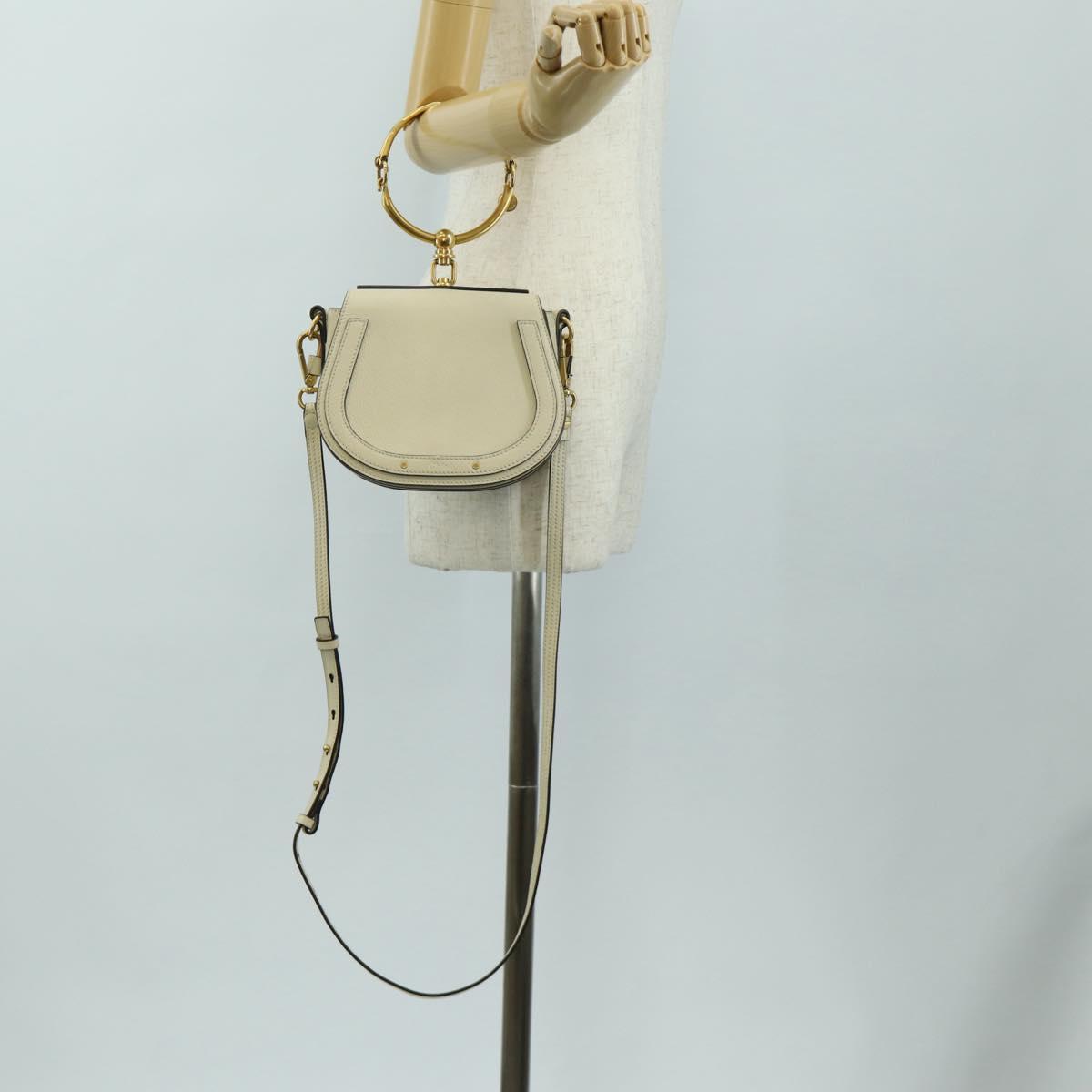 Chloe Nile Hand Bag Leather 2way Ivory Gold Auth ep14885V