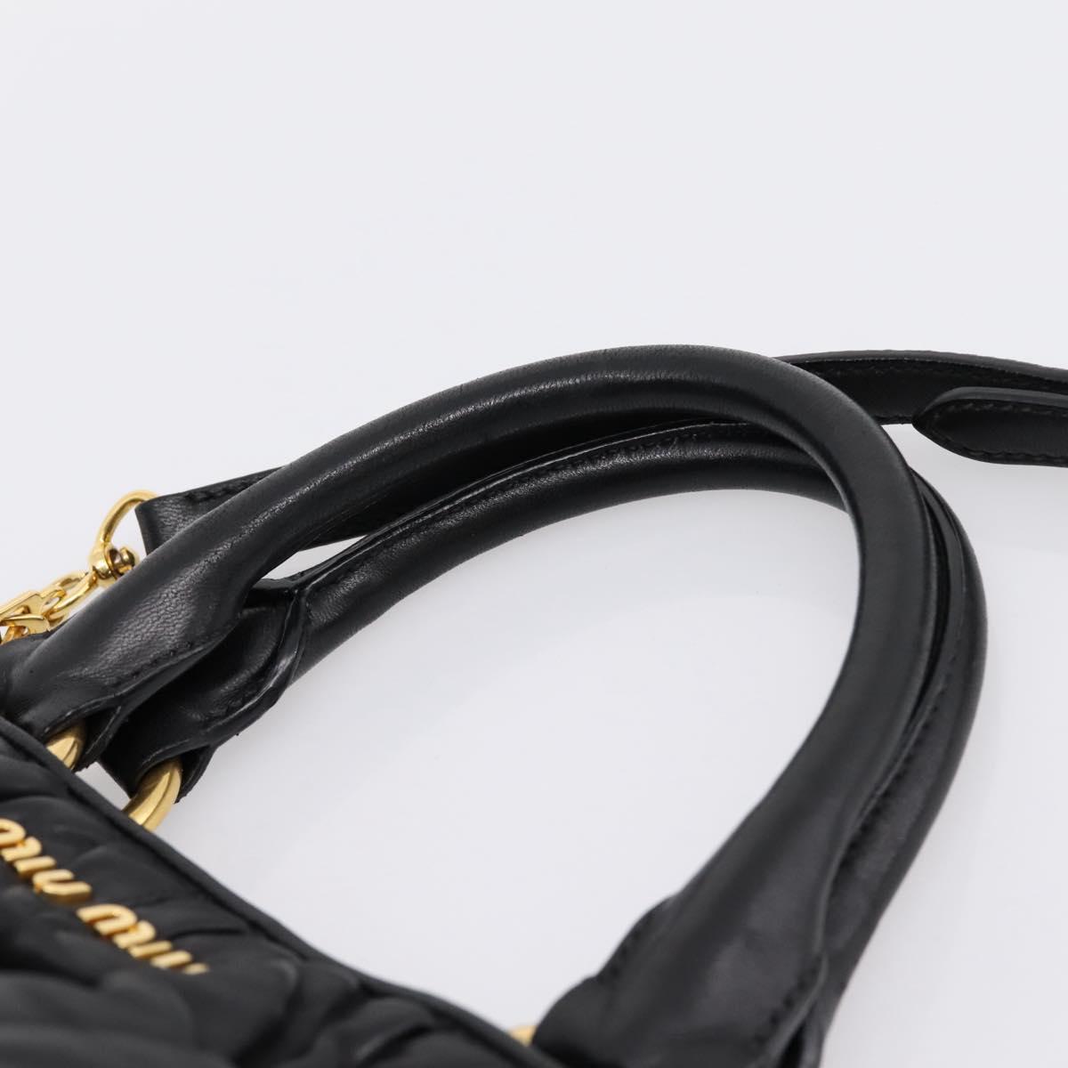 Miu Miu Matelasse Hand Bag Leather 2way Black Gold Auth ep14886