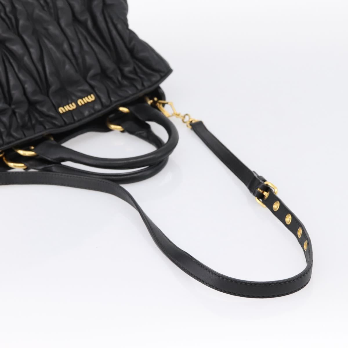 Miu Miu Matelasse Hand Bag Leather 2way Black Gold Auth ep14886