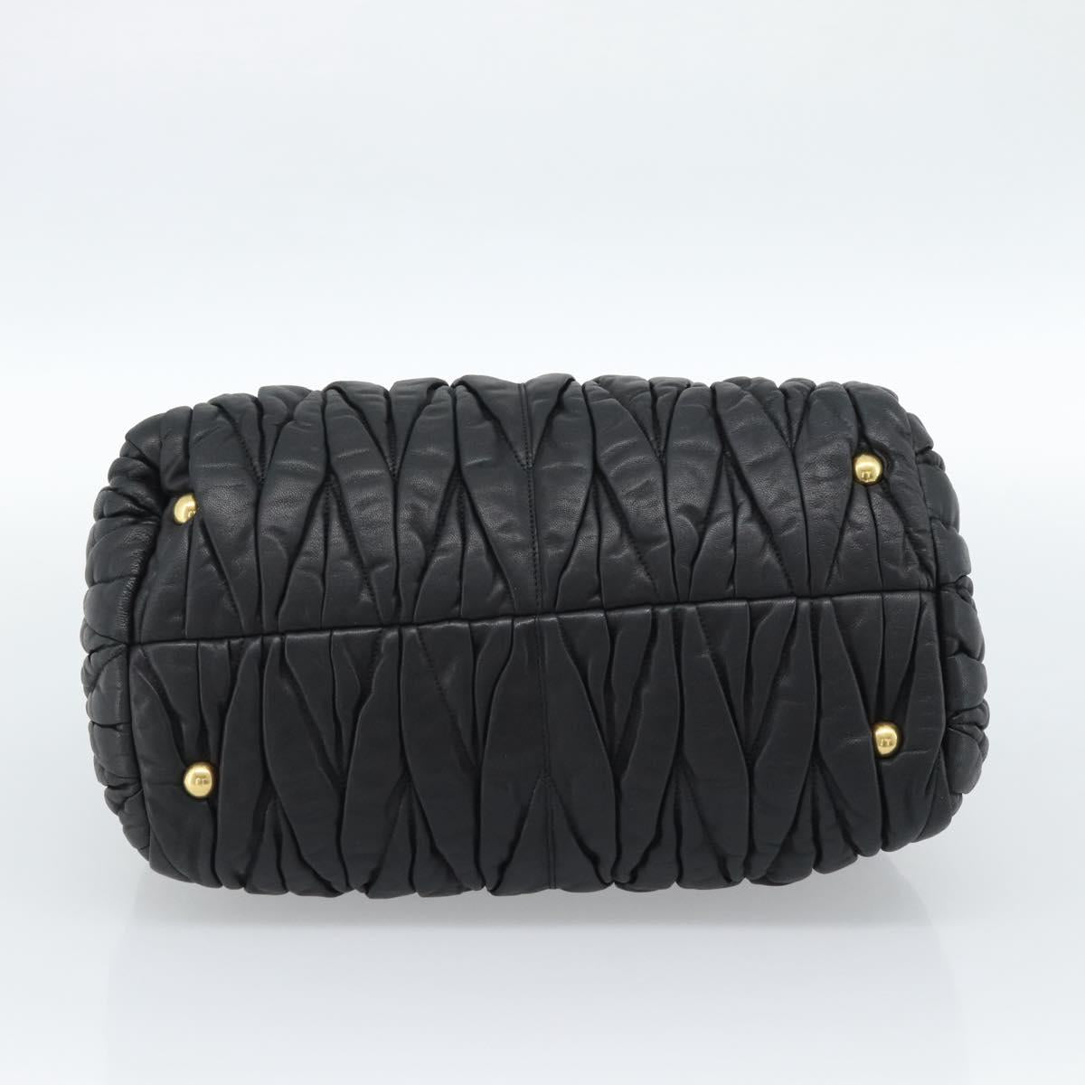 Miu Miu Matelasse Hand Bag Leather 2way Black Gold Auth ep14886