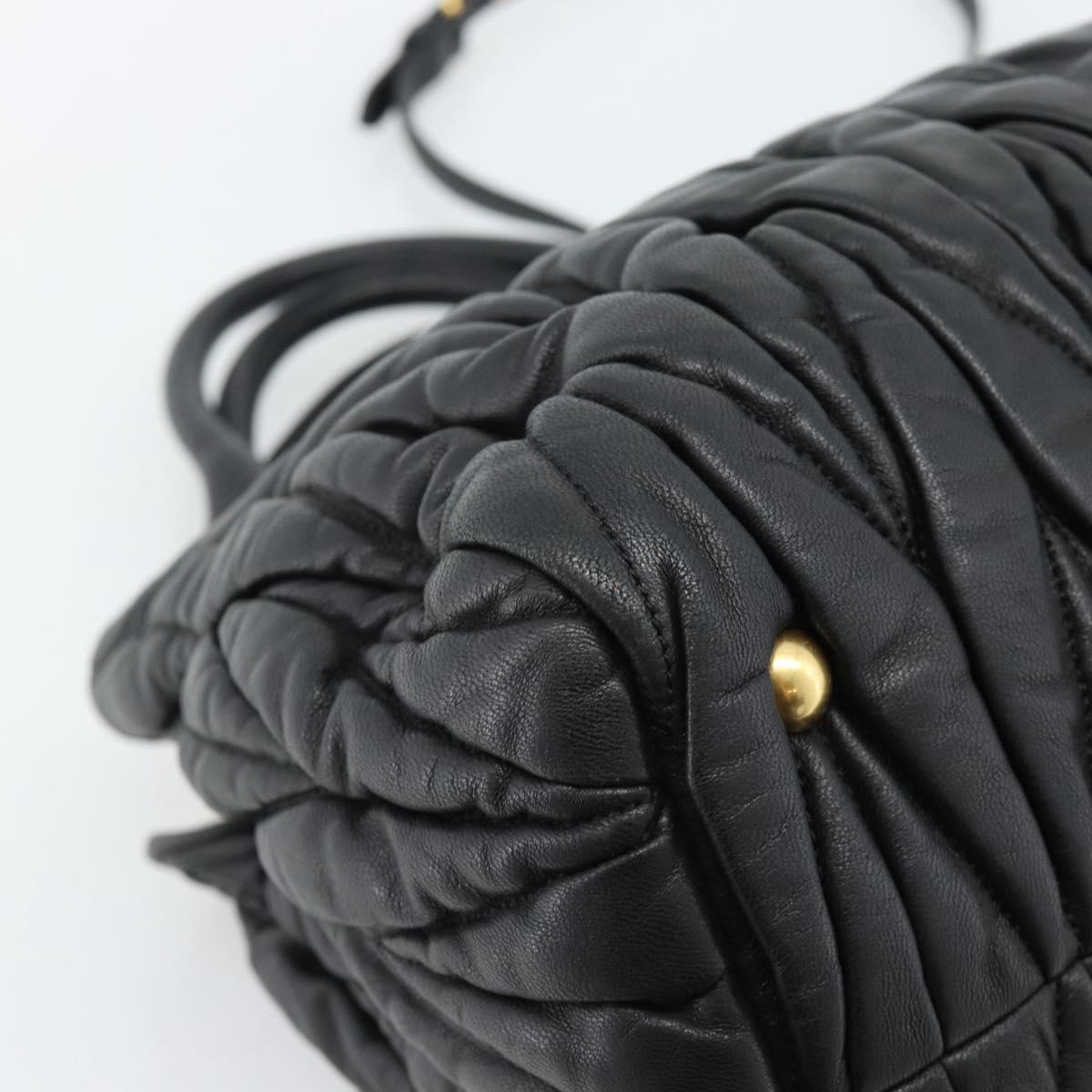 Miu Miu Matelasse Hand Bag Leather 2way Black Gold Auth ep14886V