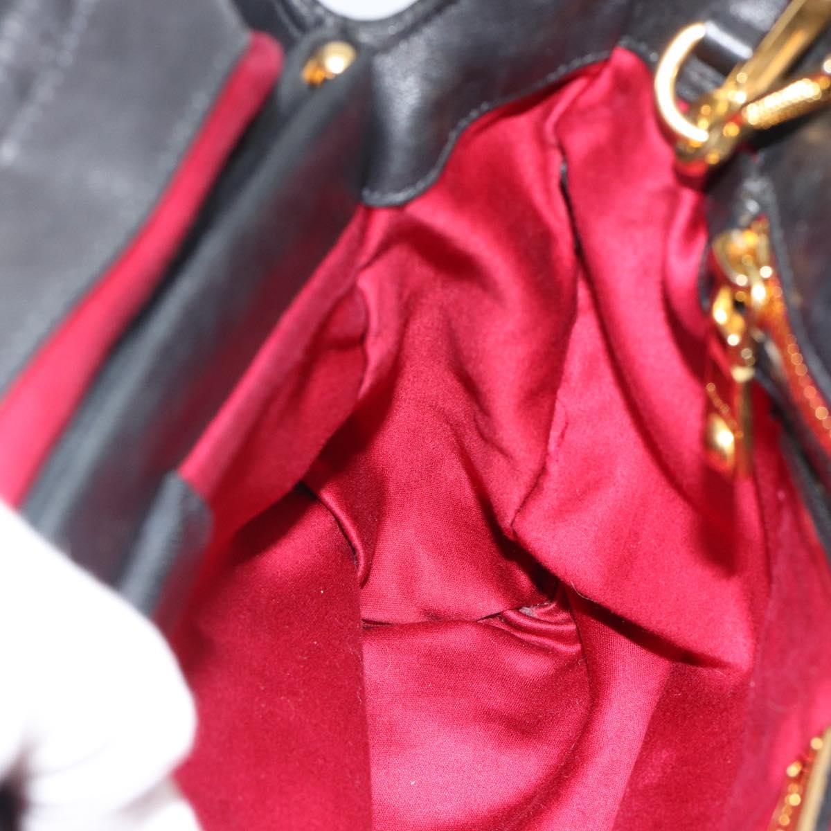 Miu Miu Matelasse Hand Bag Leather 2way Black Gold Auth ep14886