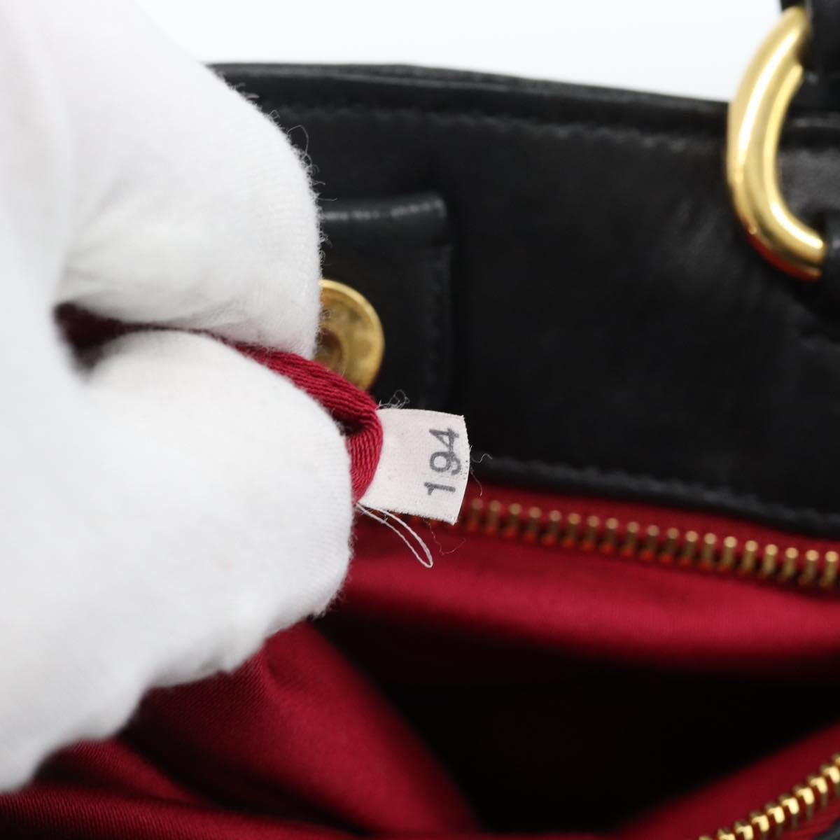 Miu Miu Matelasse Hand Bag Leather 2way Black Gold Auth ep14886