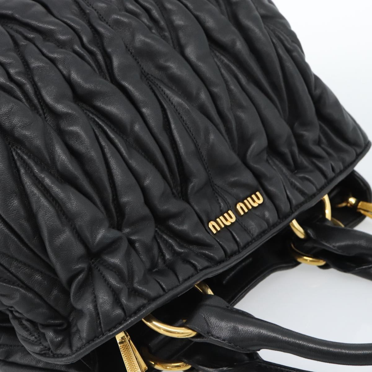 Miu Miu Matelasse Hand Bag Leather 2way Black Gold Auth ep14886