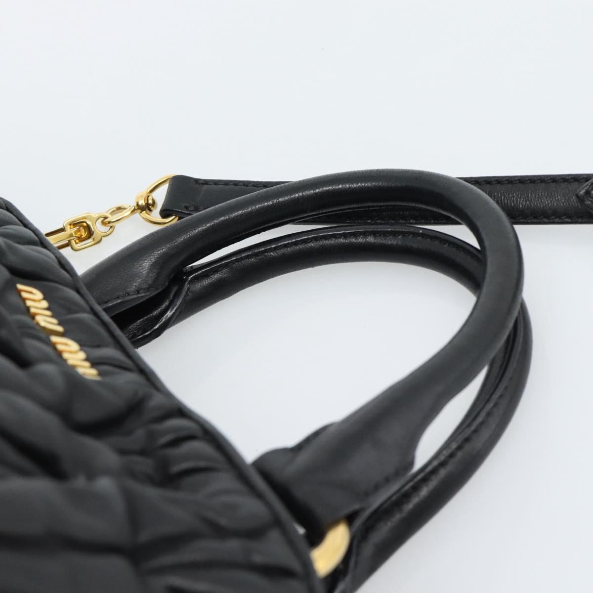 Miu Miu Matelasse Hand Bag Leather 2way Black Gold Auth ep14886
