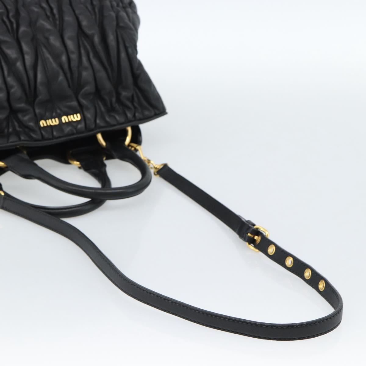Miu Miu Matelasse Hand Bag Leather 2way Black Gold Auth ep14886