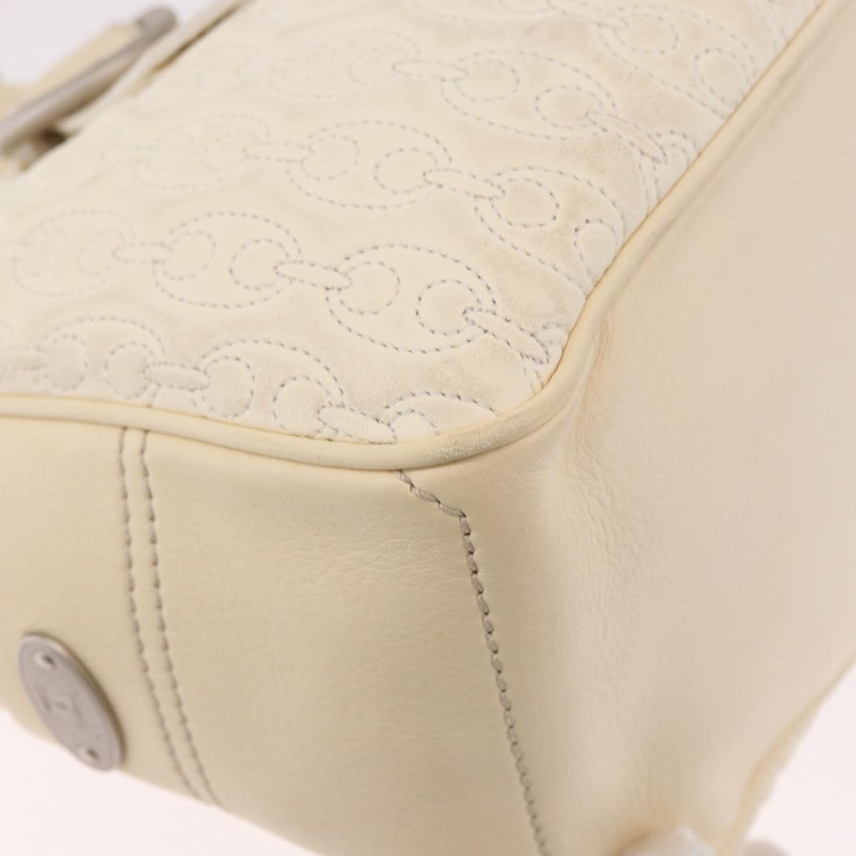 CELINE Boogie bag Hand Bag Leather Ivory Silver Auth ep14898