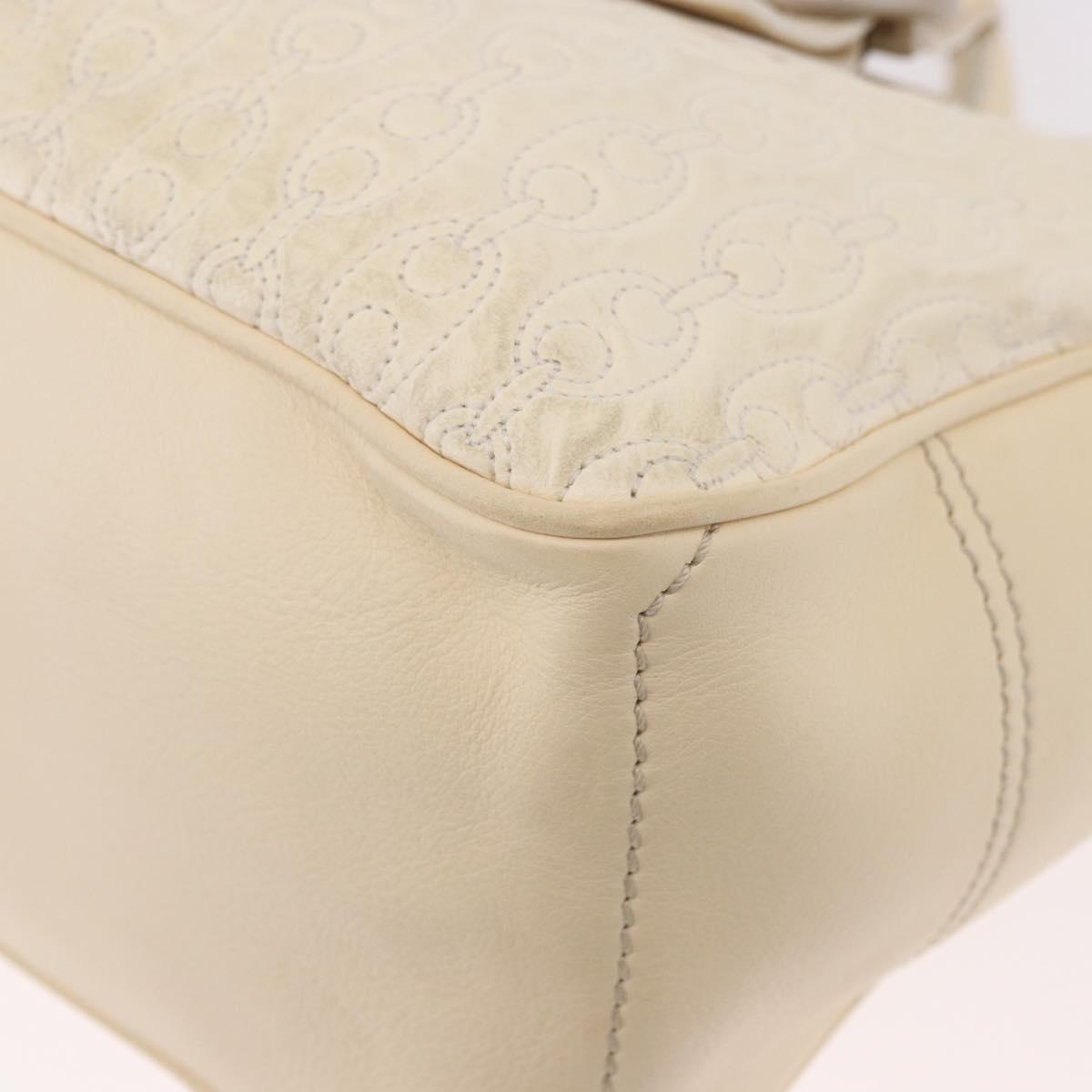 CELINE Boogie bag Hand Bag Leather Ivory Silver Auth ep14898