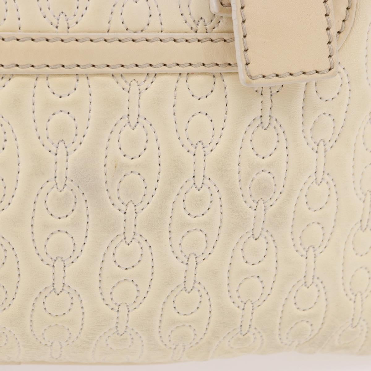 CELINE Boogie bag Hand Bag Leather Ivory Silver Auth ep14898