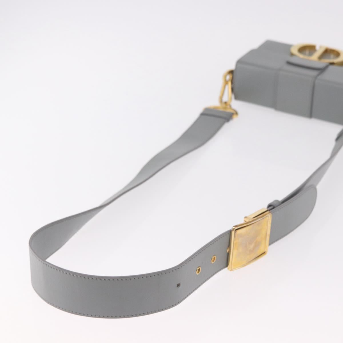 Christian Dior 30 Montaigne Shoulder Bag Leather Gray Gold Auth ep14902