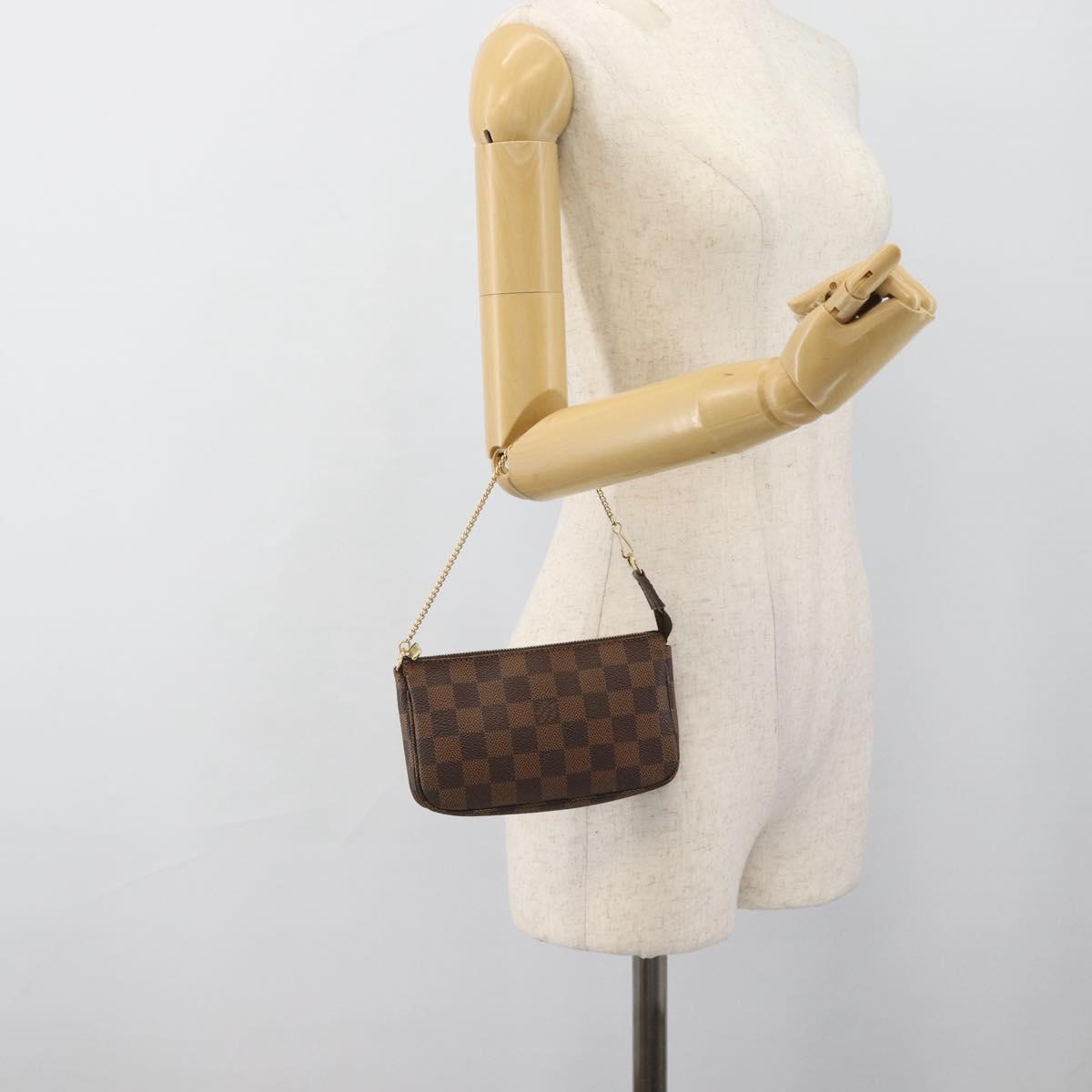 LOUIS VUITTON Damier Ebene Mini Pochette Accessoires Pouch N58009 Auth ep14905V