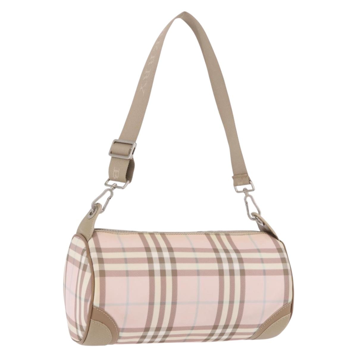BURBERRY Nova Check Shoulder Bag PVC Pink Silver Auth ep14909A