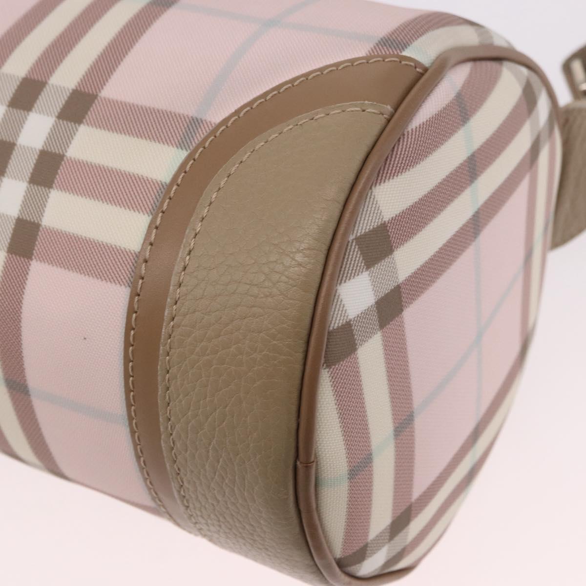 BURBERRY Nova Check Shoulder Bag PVC Pink Silver Auth ep14909A