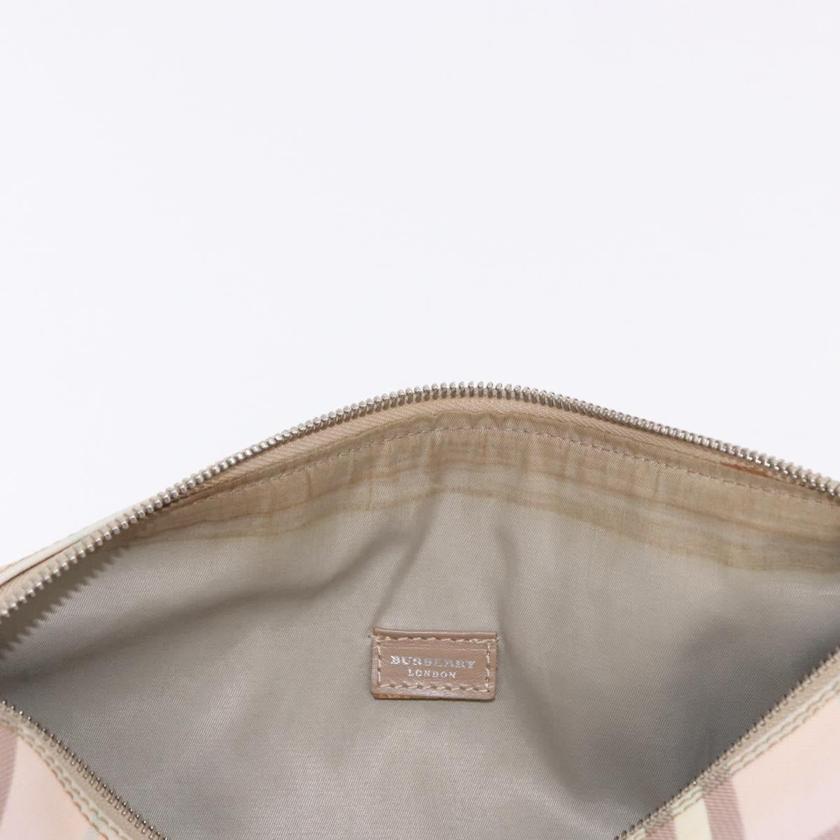 BURBERRY Nova Check Shoulder Bag PVC Pink Silver Auth ep14909A