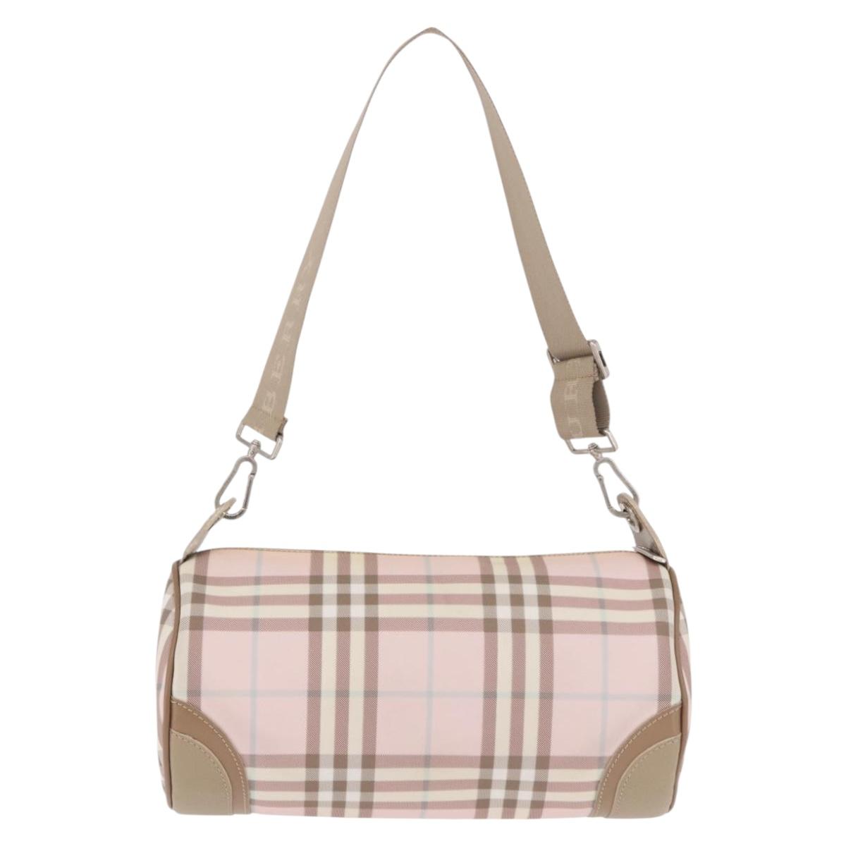 BURBERRY Nova Check Shoulder Bag PVC Pink Silver Auth ep14909A
