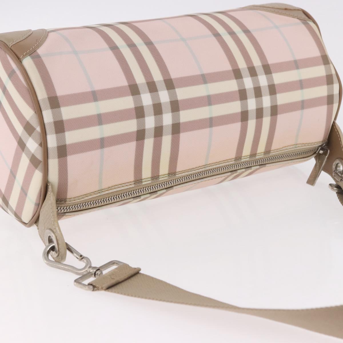 BURBERRY Nova Check Shoulder Bag PVC Pink Silver Auth ep14909A