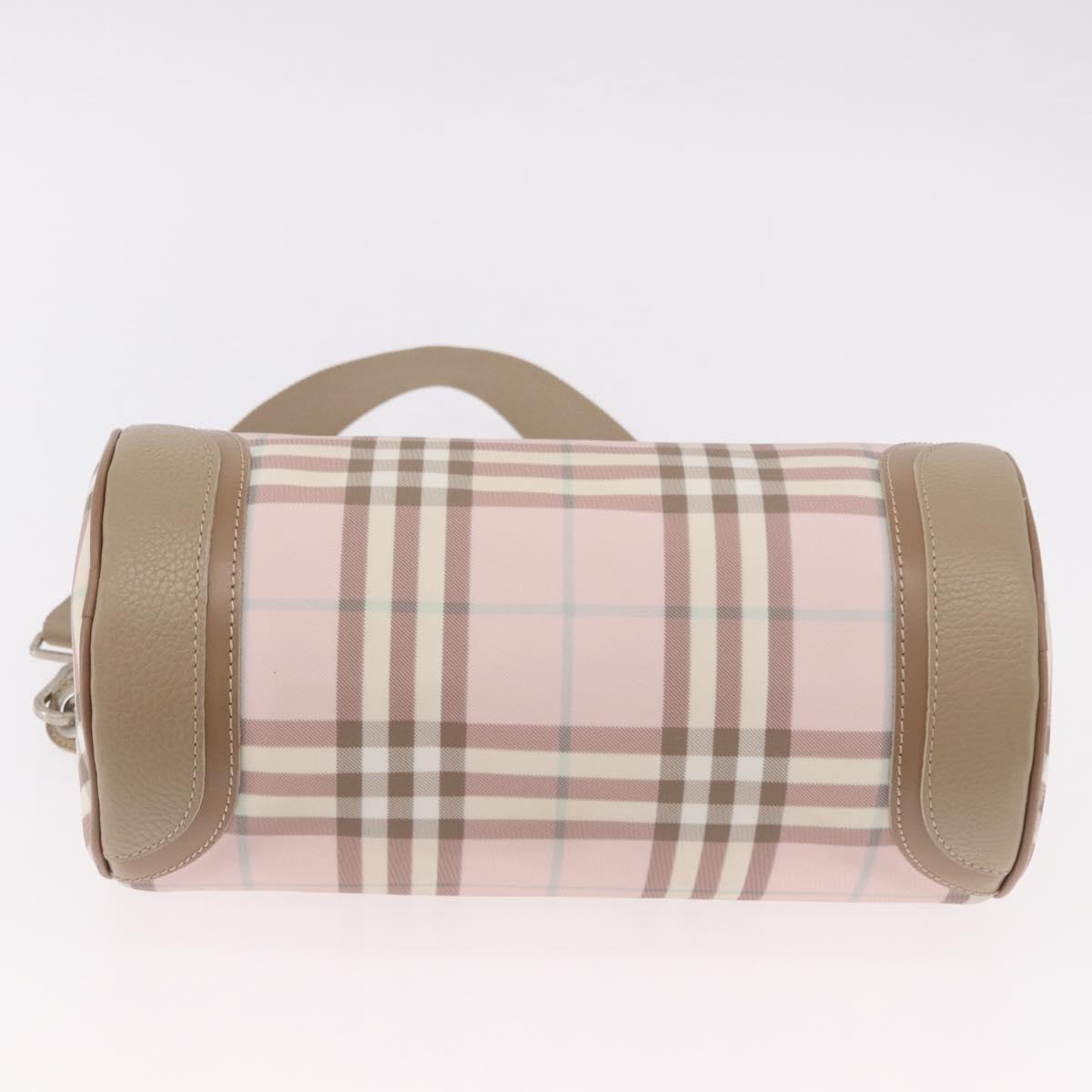 BURBERRY Nova Check Shoulder Bag PVC Pink Silver Auth ep14909A
