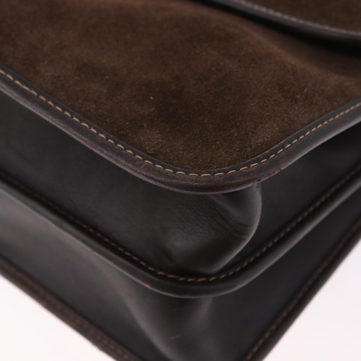 GUCCI Hand Bag Suede Brown Gold Auth ep14913