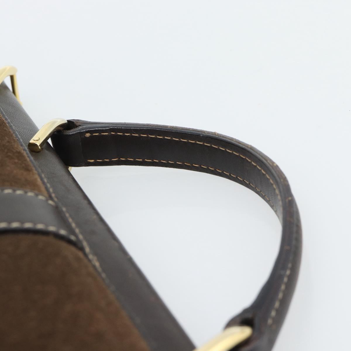 GUCCI Hand Bag Suede Brown Gold Auth ep14913