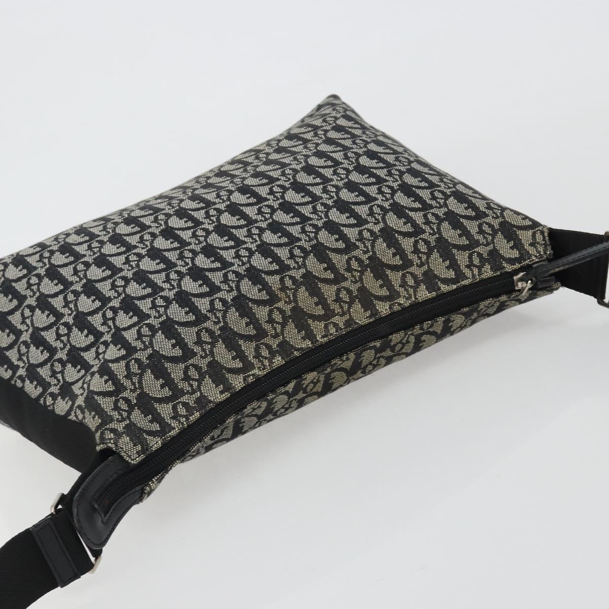 Christian Dior Trotter Canvas Shoulder Bag Navy Silver Auth ep14914A