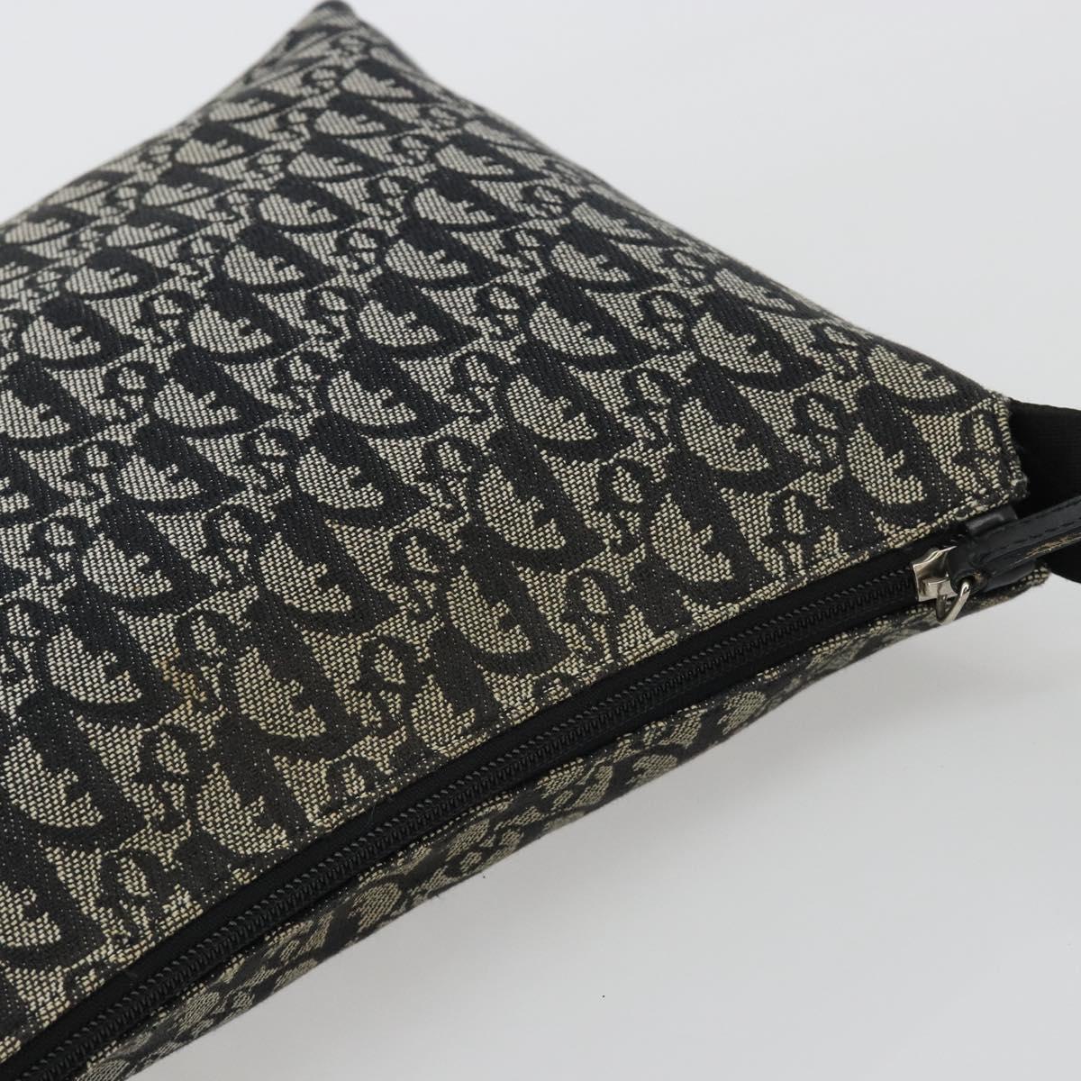 Christian Dior Trotter Canvas Shoulder Bag Navy Silver Auth ep14914A