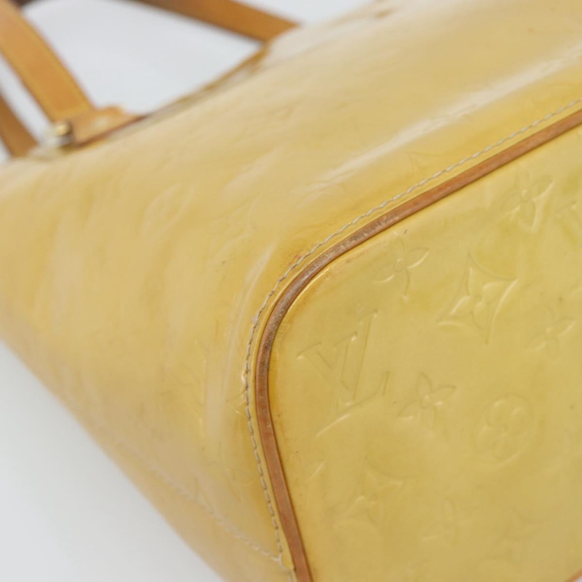 LOUIS VUITTON Monogram Vernis Houston Hand Bag Beige M91004 LV Auth ep14915