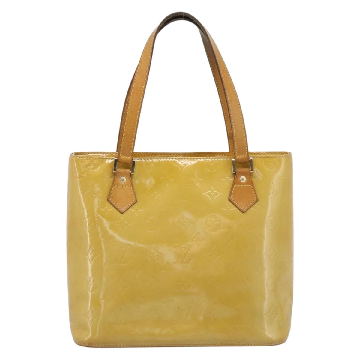 LOUIS VUITTON Monogram Vernis Houston Hand Bag Beige M91004 LV Auth ep14915