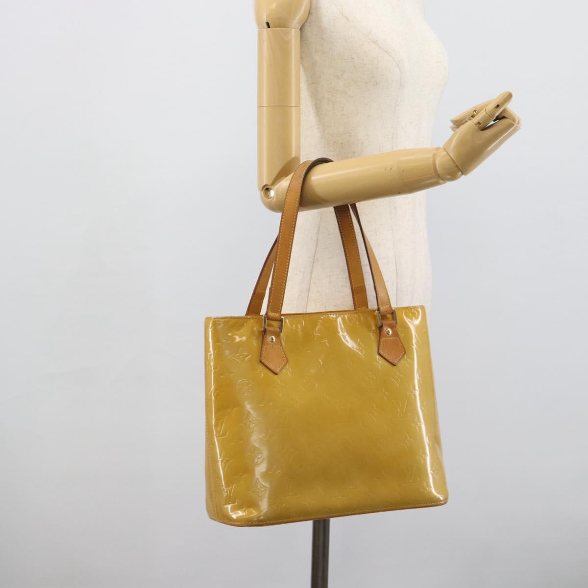 LOUIS VUITTON Monogram Vernis Houston Hand Bag Beige M91004 LV Auth ep14915