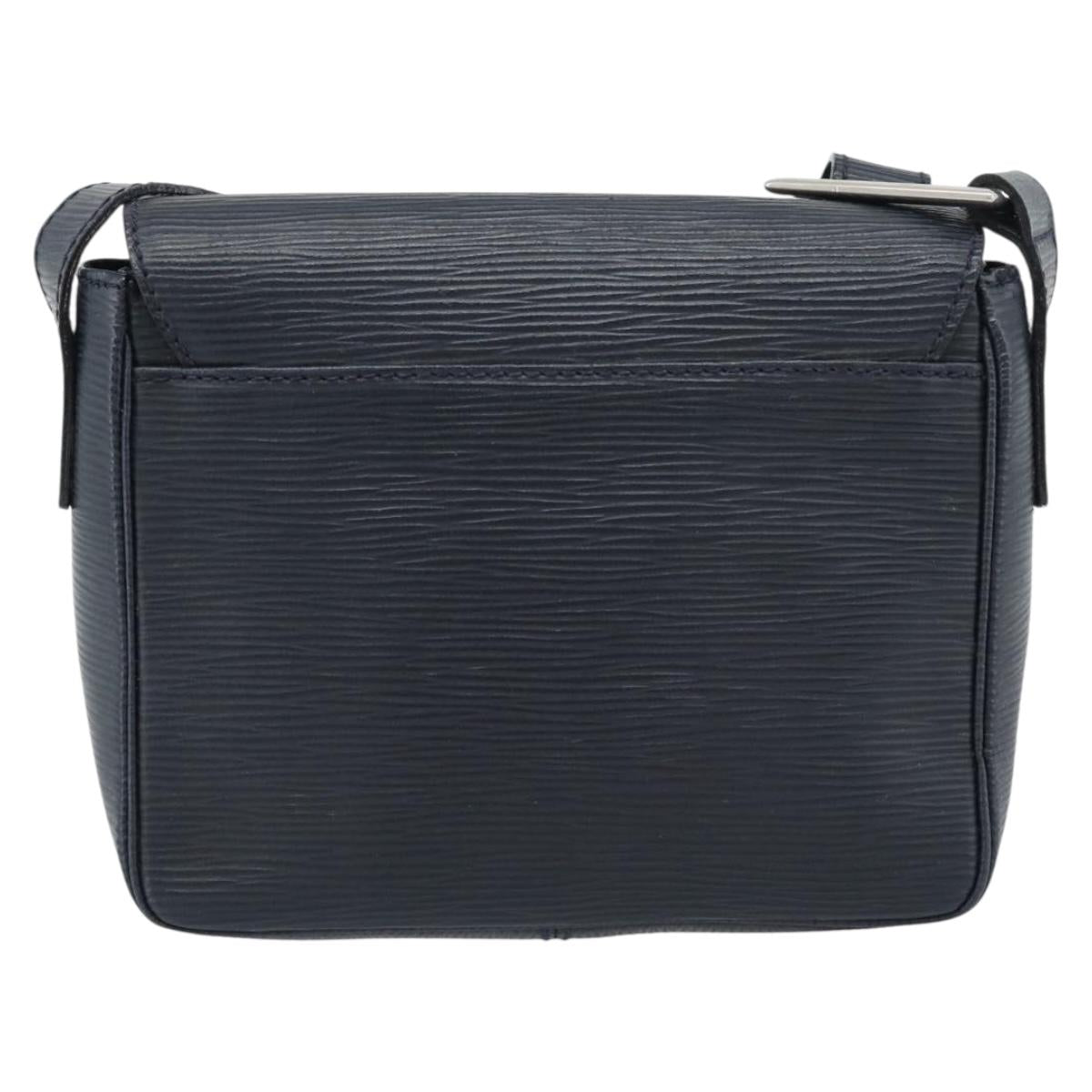 FENDI Shoulder Bag Leather Navy Silver Auth ep14920A