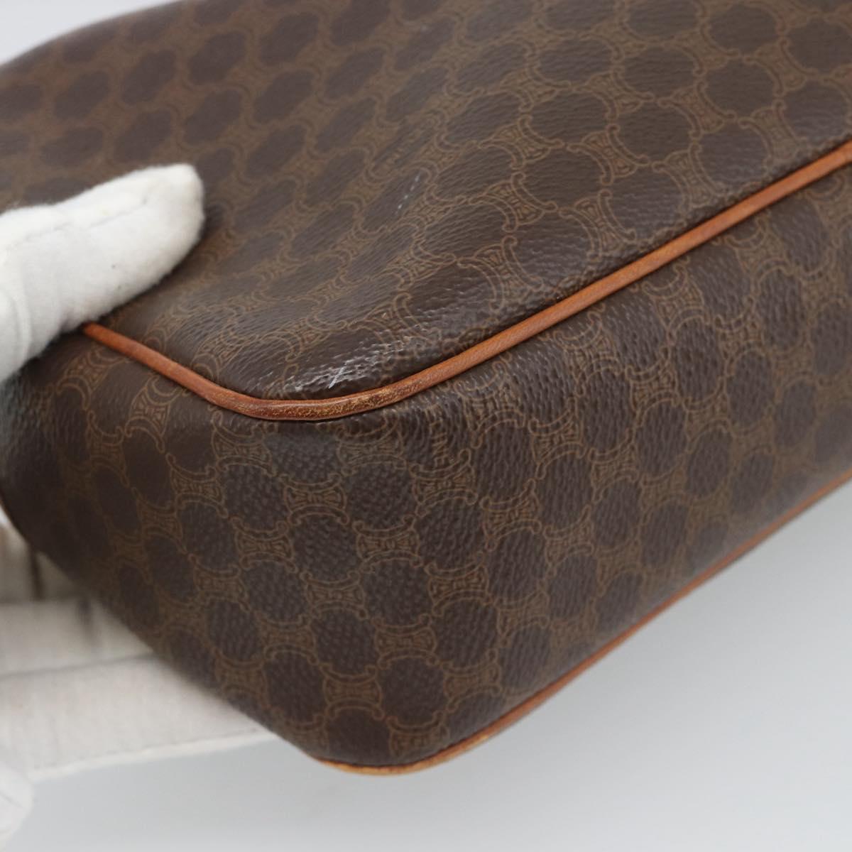 CELINE Macadam Canvas Shoulder Bag PVC Leather Brown Gold Auth ep14921
