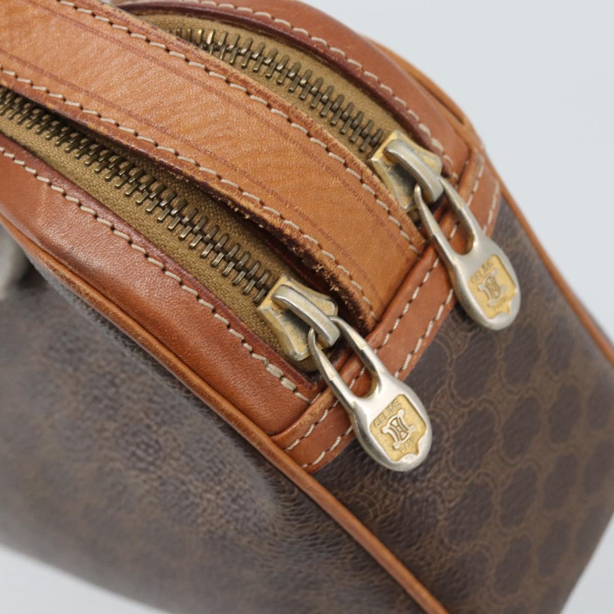 CELINE Macadam Canvas Shoulder Bag PVC Leather Brown Gold Auth ep14921
