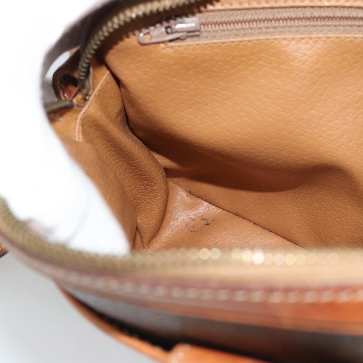 CELINE Macadam Canvas Shoulder Bag PVC Leather Brown Gold Auth ep14921