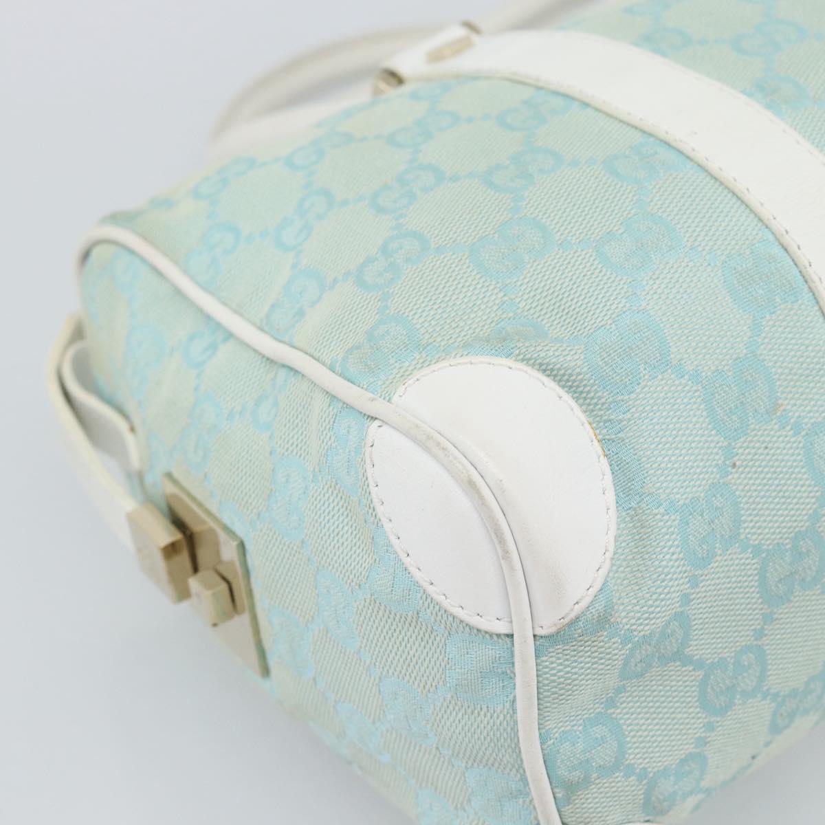 GUCCI GG Canvas Hand Bag Light Blue Gold 000 0851 Auth ep14922