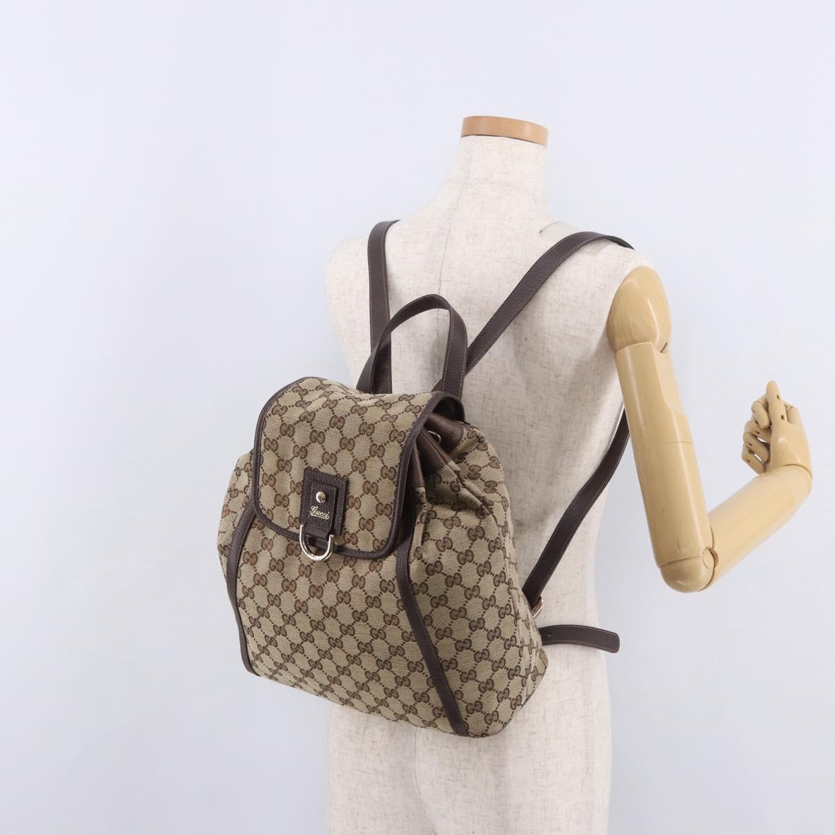 GUCCI GG Canvas Backpack Beige Gold 141642 Auth ep14925A