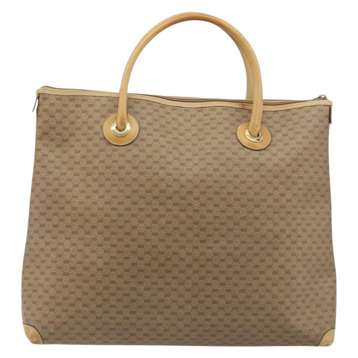 GUCCI Micro GG Supreme Tote Bag PVC Beige Gold 02 39 4868 Auth ep14936