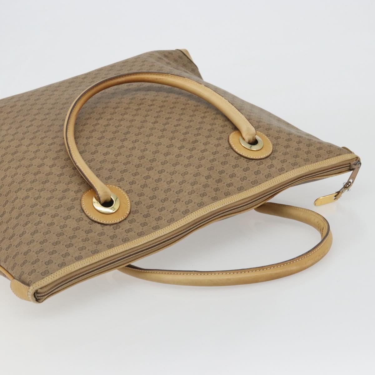 GUCCI Micro GG Supreme Tote Bag PVC Beige Gold 02 39 4868 Auth ep14936