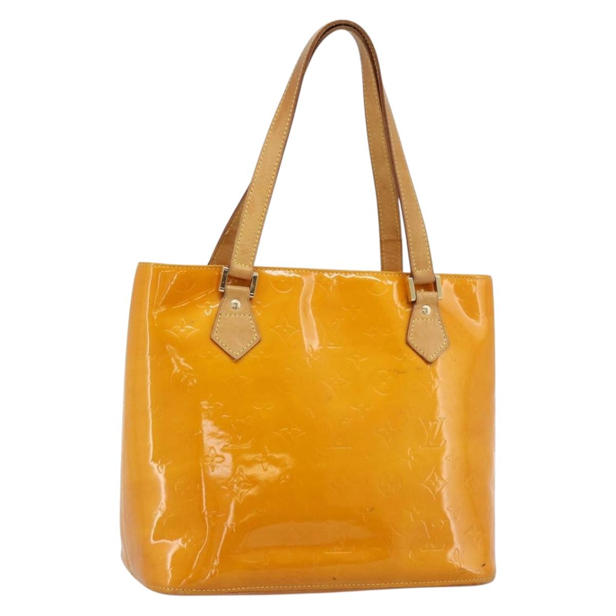 LOUIS VUITTON Monogram Vernis Houston Hand Bag Jaune M91121 LV Auth ep14944