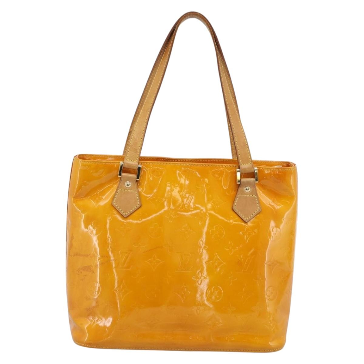 LOUIS VUITTON Monogram Vernis Houston Hand Bag Jaune M91121 LV Auth ep14944