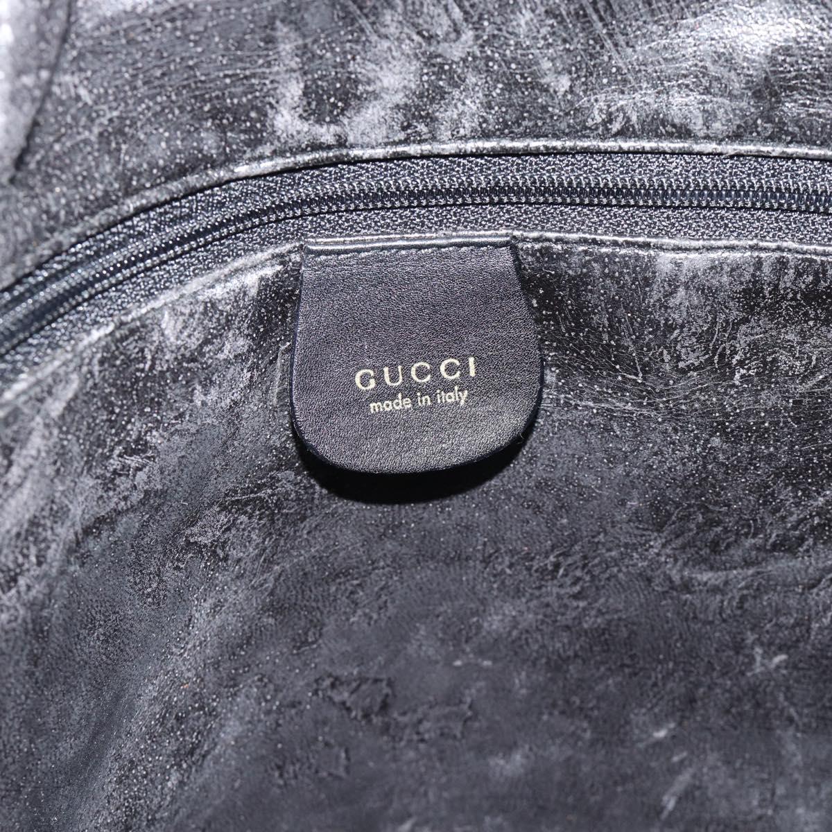 GUCCI Bamboo Hand Bag Leather 2way Black Gold 001 2058 1577 Auth ep14945