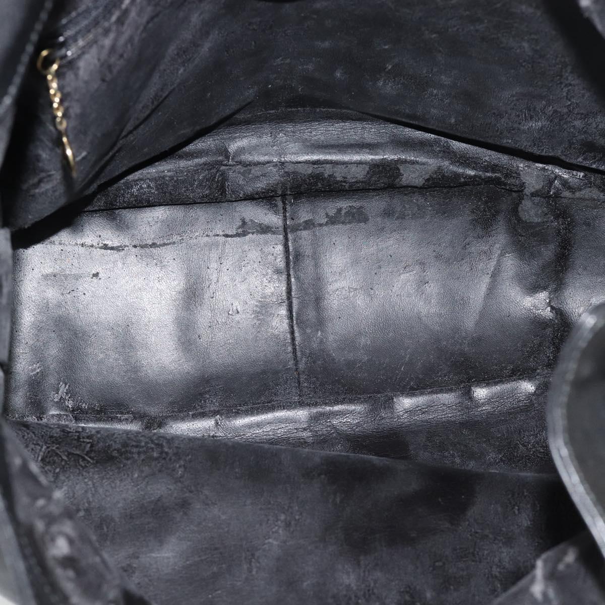 GUCCI Bamboo Hand Bag Leather 2way Black Gold 001 2058 1577 Auth ep14945