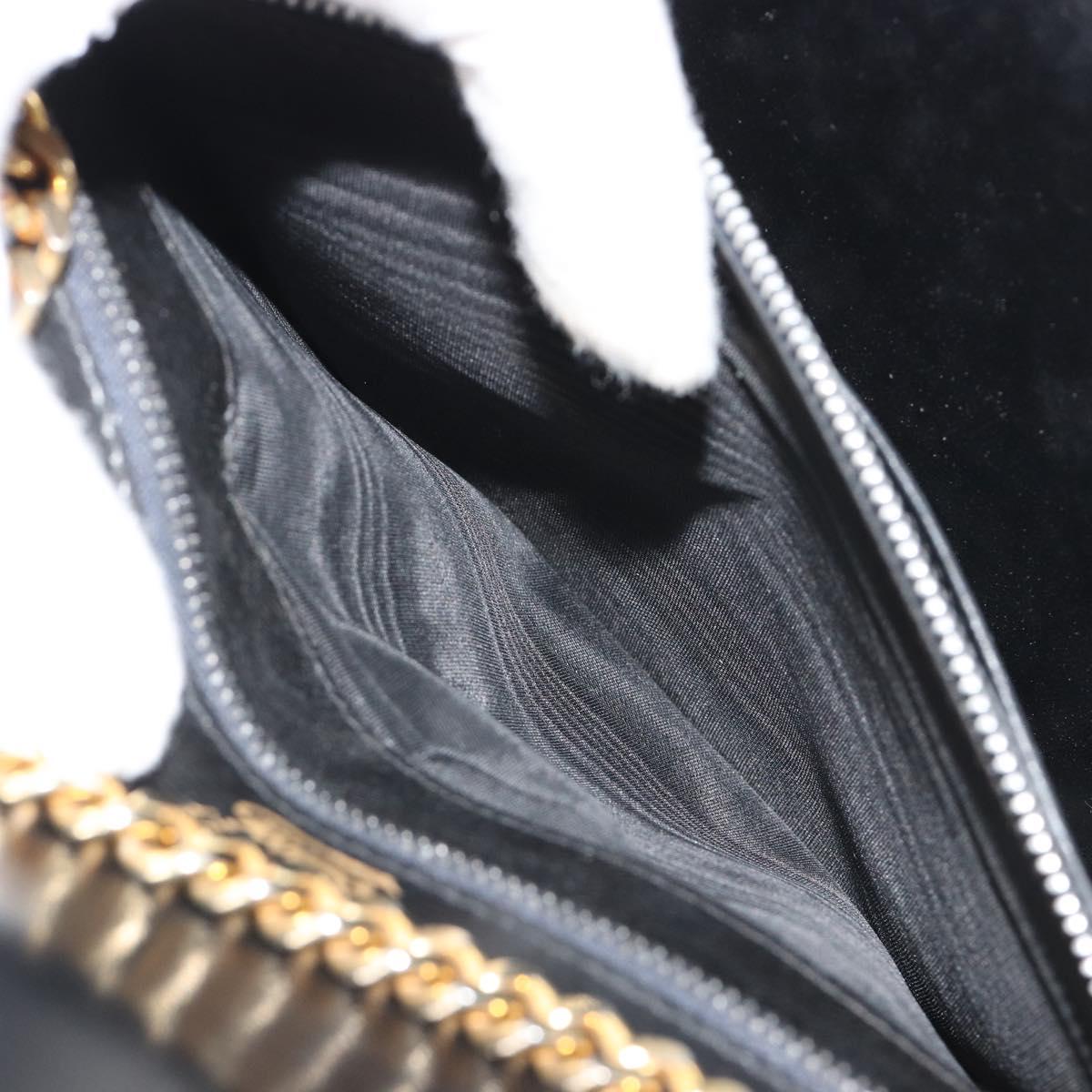 GUCCI Chain Shoulder Bag Leather Black Gold Auth ep14950