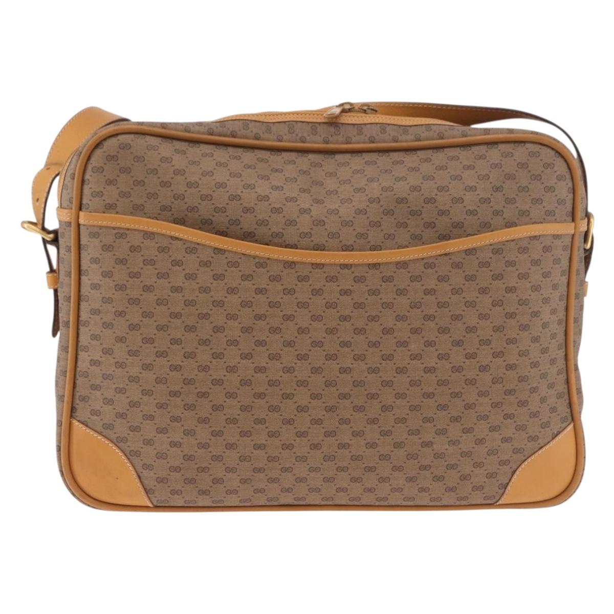 GUCCI Micro GG Supreme Shoulder Bag PVC Beige Gold Auth ep14952