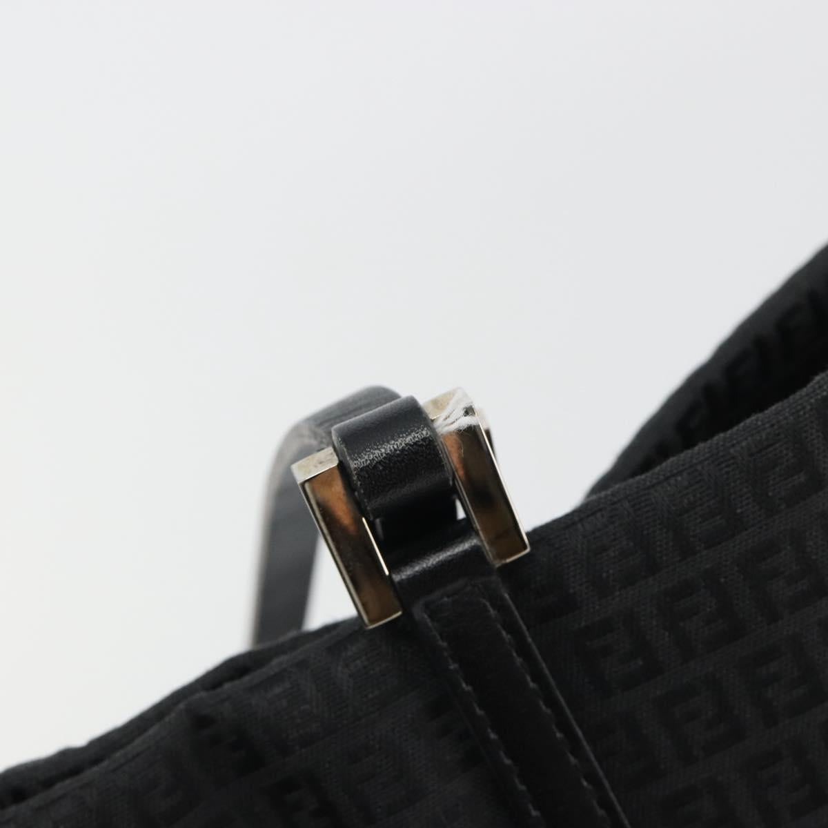FENDI Zucchino Canvas Tote Bag Black Silver Auth ep14953