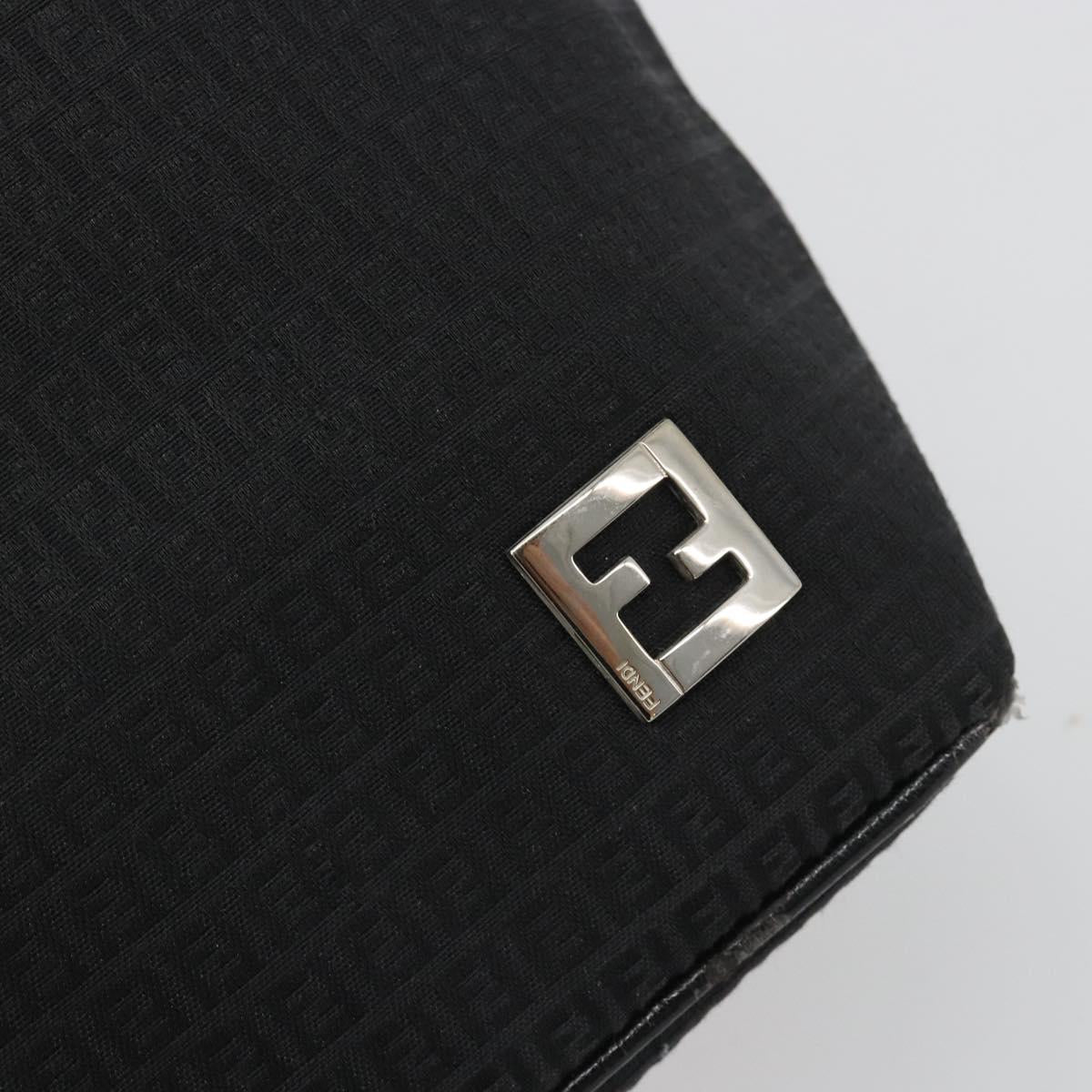FENDI Zucchino Canvas Tote Bag Black Silver Auth ep14953