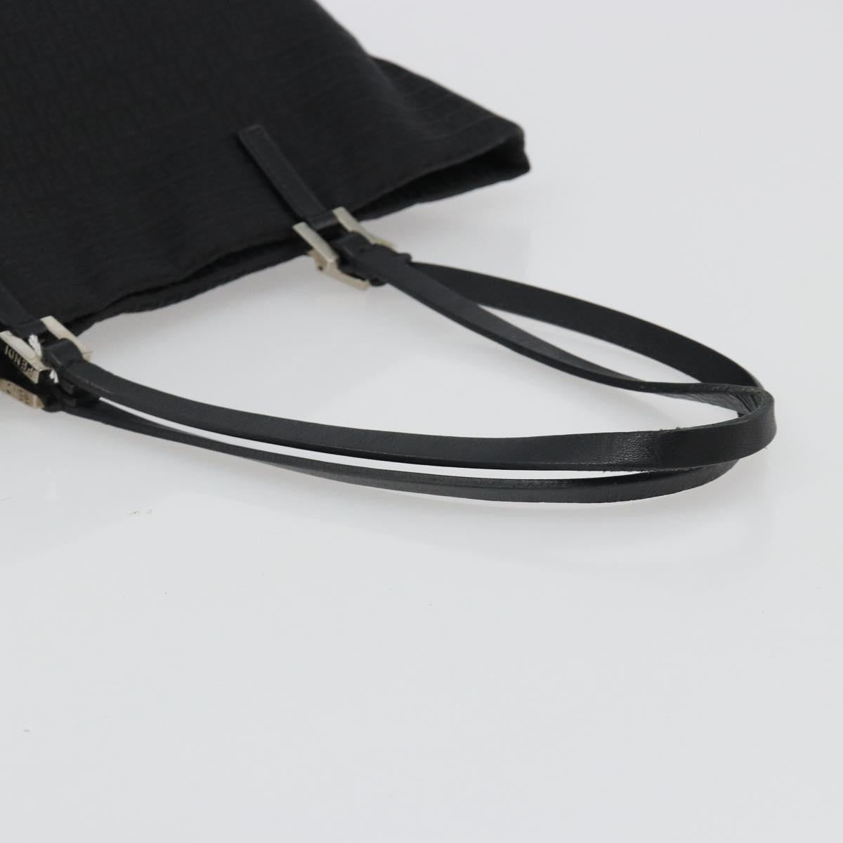 FENDI Zucchino Canvas Tote Bag Black Silver Auth ep14953