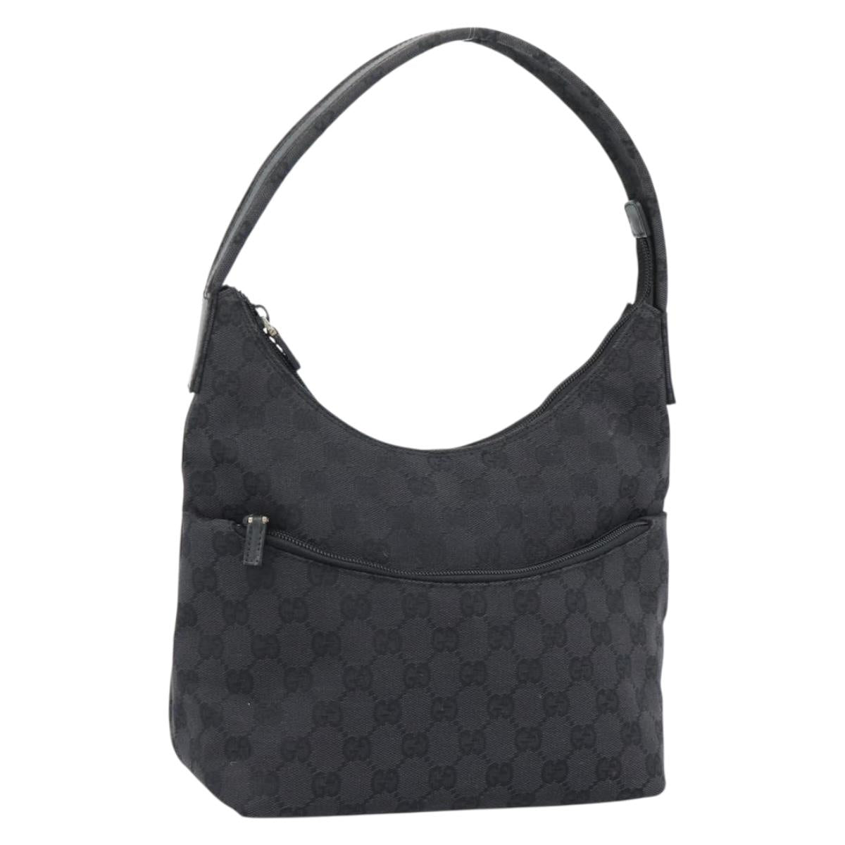 GUCCI GG Canvas Hand Bag Black Silver 001 3386 Auth ep14960