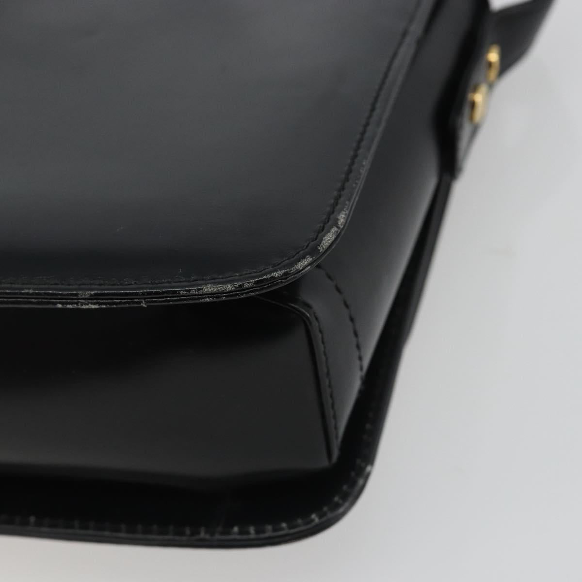 GUCCI Shoulder Bag Leather Black Gold Auth ep14962V