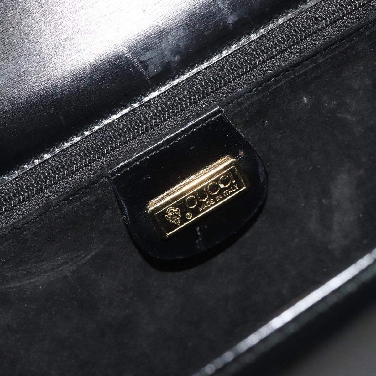 GUCCI Shoulder Bag Leather Black Gold Auth ep14962V